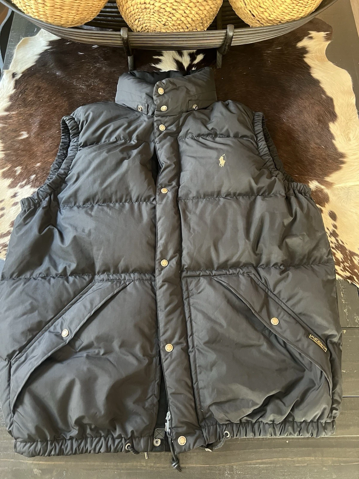 Ralph Lauren Polo Black Down Feather Puffer Bodywarmer Vest Size 2XL Tall Men's