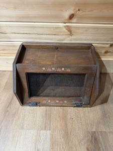 Vintage Wooden Bread Box With Strawberries 