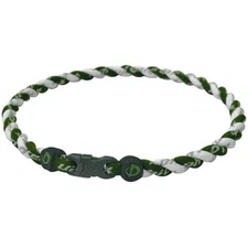 Phiten Tornado Titanium Necklace Forest Green/White - 18 Inch