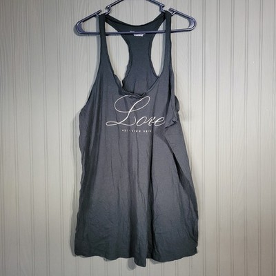 Victoria's Secret Racerback Long Tank Top ''Love'' Graphic Black Women's XL