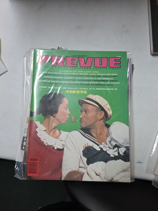 November/December 1980 PREVUE Magazine POPEYE Robin Williams Star Wars Raiders