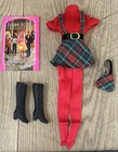 Vintage Barbie Fashion Avenue Plaid Jumper Outfit w/ Boots & Purse