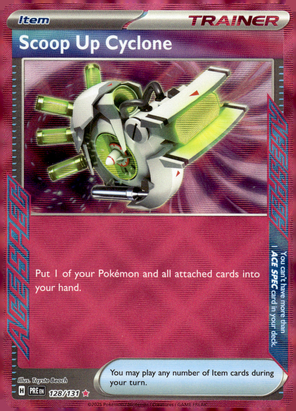Scoop Up Cyclone Holo ACE SPEC Rare SV: Prismatic Evolutions 128/131 NM