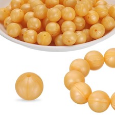 100Pcs Silicone Beads 15mm Silicone Beads Bulk for Pens Loose Round Golden