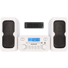 Magnavox MM435M-WH 3-Piece CD Stereo System Bluetooth FM Radio AUX Remote White