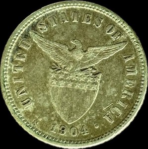 1904-S Philippines 10 Centavos Silver Foreign Coin