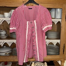 Damen Trachten Bluse Hemd Karo Rot Weiß Gr 44 Laura Torelli Erbstück Neuwertig