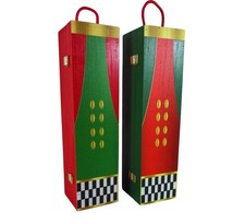 Scatola in Legno per Vino Cassetta Legno Porta Bottiglia Natalizio Decorato