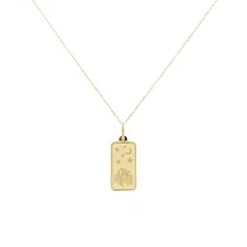 Scorpio Zodiac Dog Tag Necklace in 14K Yellow Gold