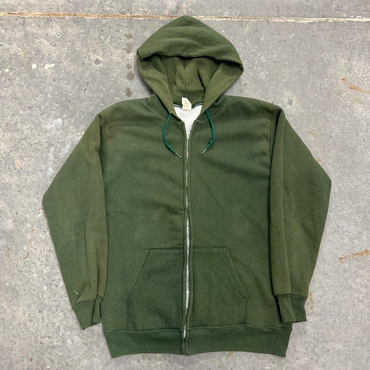 Vintage 70s 80s Thermal Lined Zip Up Faded Forrest Green Hoodie Sweatshirt Large
Opens in a new wind