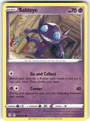 Sableye 067/203 Common Evolving Skies Pokemon Near Mint