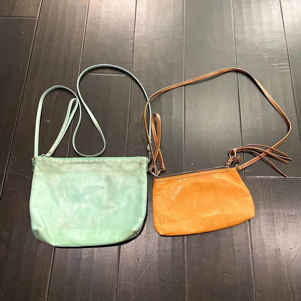 HOBO International Bolso de Hombro de Cuero Genuino Bandolera Cartera CONJUNTO Azul Naranja Foto 2 de 4