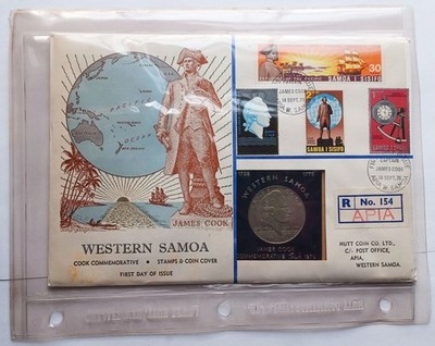 Western Samoa James Cook 1970 Coin & Stamp FDC Cover Hutt PNC #154/300