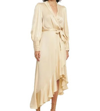 Zimmermann Silk Wrap Midi Dress Size 3  14 au 10 us BNWT Cream Asymmetric Dolman