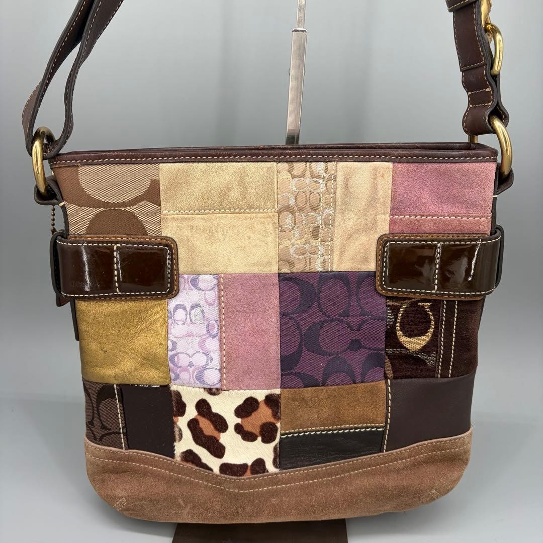 Coach Patchwork Shoulder Bag Multi-color Leather … - image 2