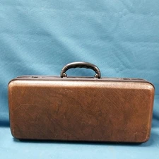 Vtg Mah-Jongg Brown Hard Shell Locking Mahjong Travel Case W/ Racks 