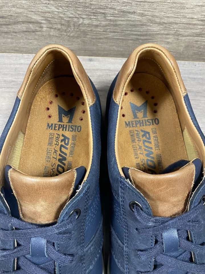 Tênis de caminhada Mephisto City Hiker conforto couro azul masculino tamanho 10 - Imagem 4 de 4
