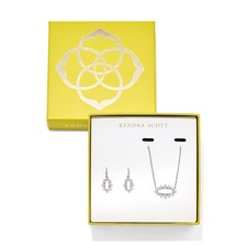 Kendra Scott Crystal Framed Eva Pendant and Emma Huggie Earring Set 2pc
