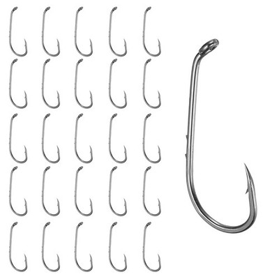 100Pcs Bait Holder Fishing Hook, Long Shank Barbed Fishing Hooks, 8#, Black