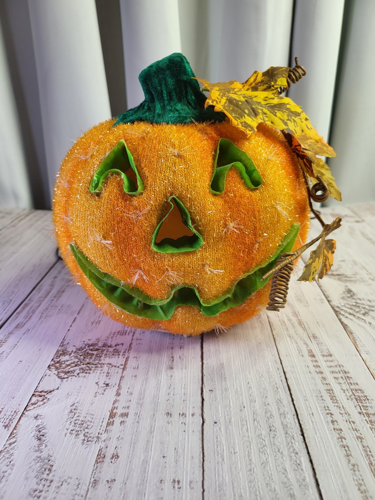 Vintage Halloween Fiber Optic Jack O' Lantern Pumpkin Fall Light Up