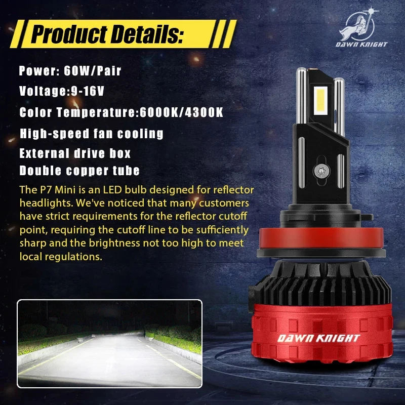 Mini H7 H4 H11 H1 Led Headlight Bulbs 6000K 4300K LED HB3 9005 HB4 9006 12V New - Image 4 of 4