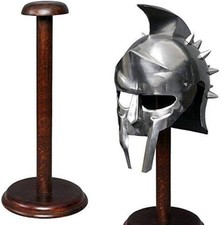 Wooden Helmet Display Stand Holder for Medieval Viking Armor Helmet TabletopRack