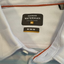 Quiksilver Shirt Mens Med White Pinstripe Polo Waterman Collection Performance