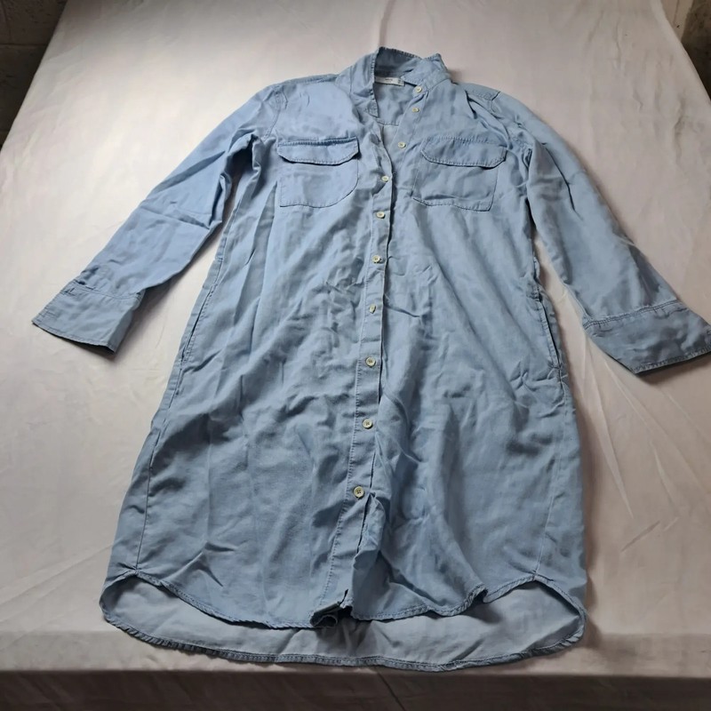 MNG Denim Light Wash Button Front Shirt EU M USA S Light Blue Denim Shirt