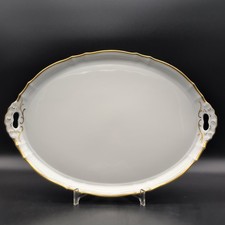 Porzellan Tablett Platte Servierplatte F&uuml;rstenberg Gold Porzellan Griffe 44,5cm
