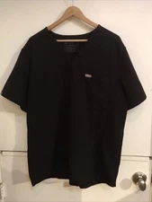 Figs Mens Three Pocket Scrub Top Black Technical Collection TM3000 Size XL