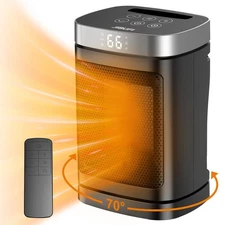 Small Portable Space Heater for Indoor Use - with 70°Rotating Feature, 1500W ...