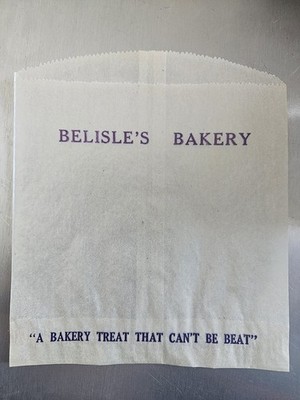 BELISLE'S BAKERY Wax Paper Bag ''A Bakery Treat That Can't Be Beat'' Vintage...