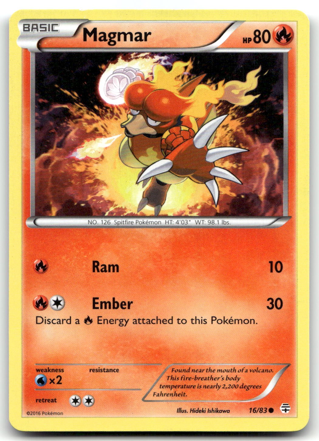 Magmar 16/83 Generations Common Normal Pokemon TCG MP