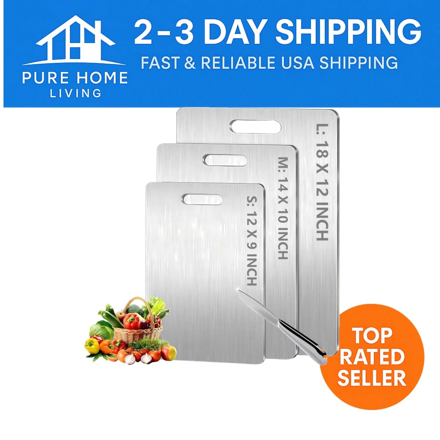 12.1" x 9" Titanium Cutting Board - Superior Hygiene & Durability