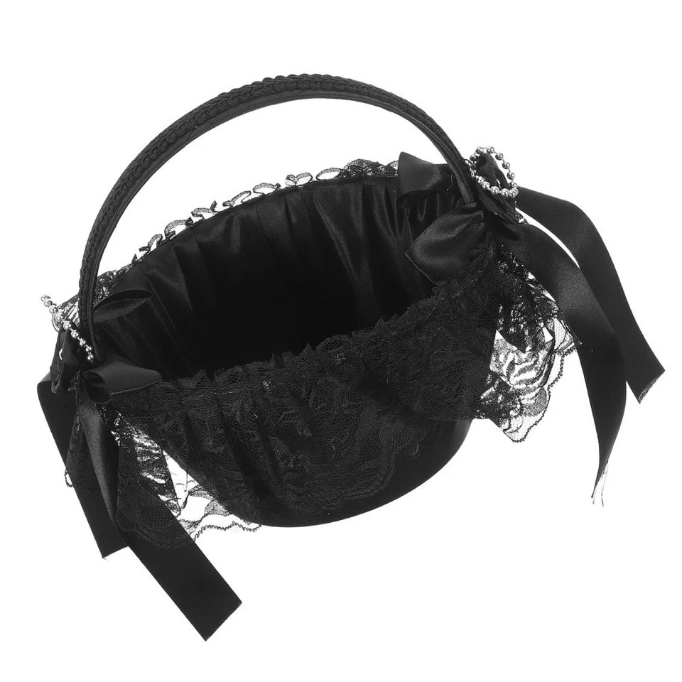  Cesta niña flor - Cesta niña flor negra rústica hecha a mano para bodas - Foto 2 de 4