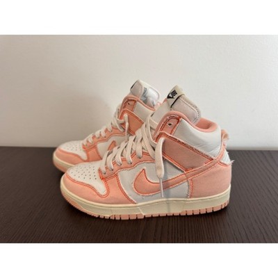 Nike Dunk High Womens 8 Pink Denim White Frayed Edge Sneakers Shoes Streetwear