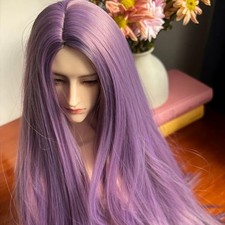 1/3 SD Uncle BJD Doll Mix Purple Long Wig Doll Hair Straight Middle Parting Wig