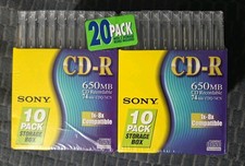 New Sony CD-R 20-Pack Full Size Jewel Cases 650MB 74Min CDQ-74CN Blank Burning
