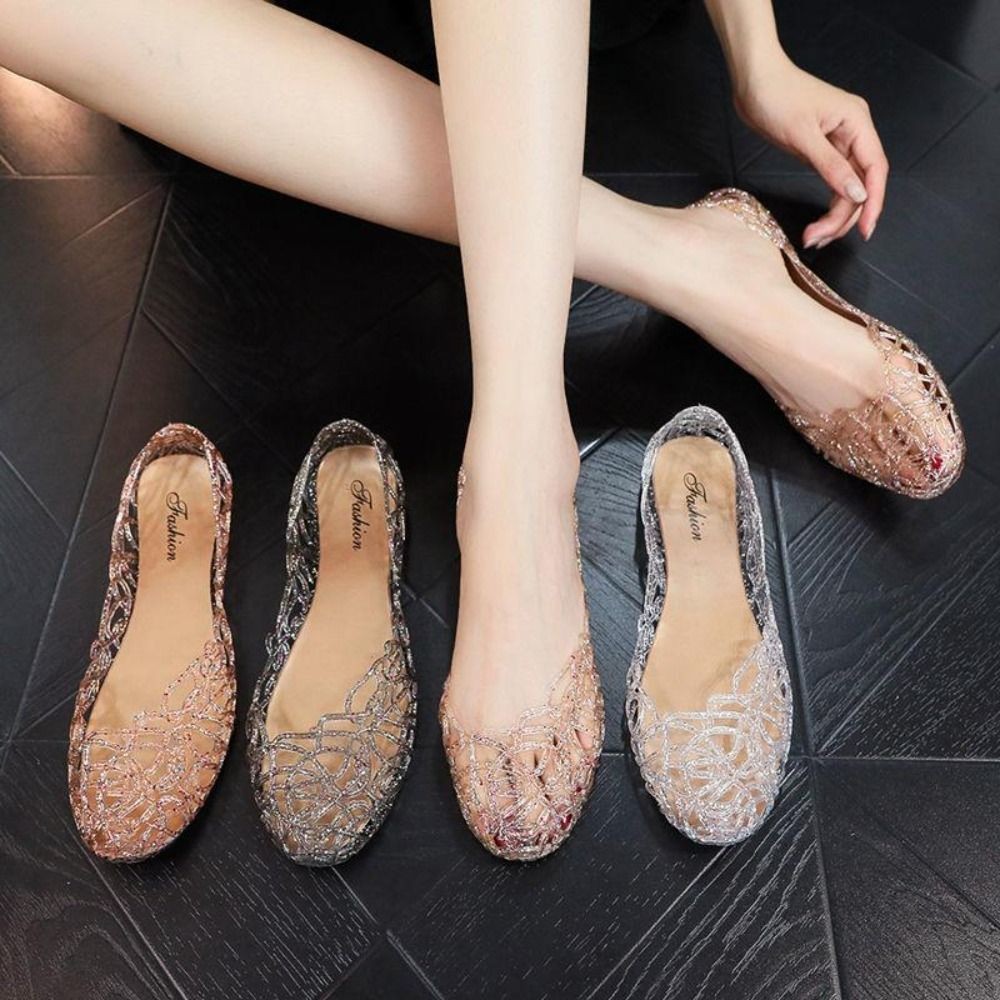 APL Pantofole piatte glitter scarpe cave jelly nuove sandali slip on donna