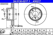 2x ATE Bremsscheibe 24.0130-0217.1 f&uuml;r MERCEDES KLASSE MODELL PUCH W461 W463 200