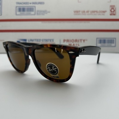 Ray-Ban RB2140-F Original Wayfarer Sonnenbrille Schildpatt Braune Gläser 50 mm