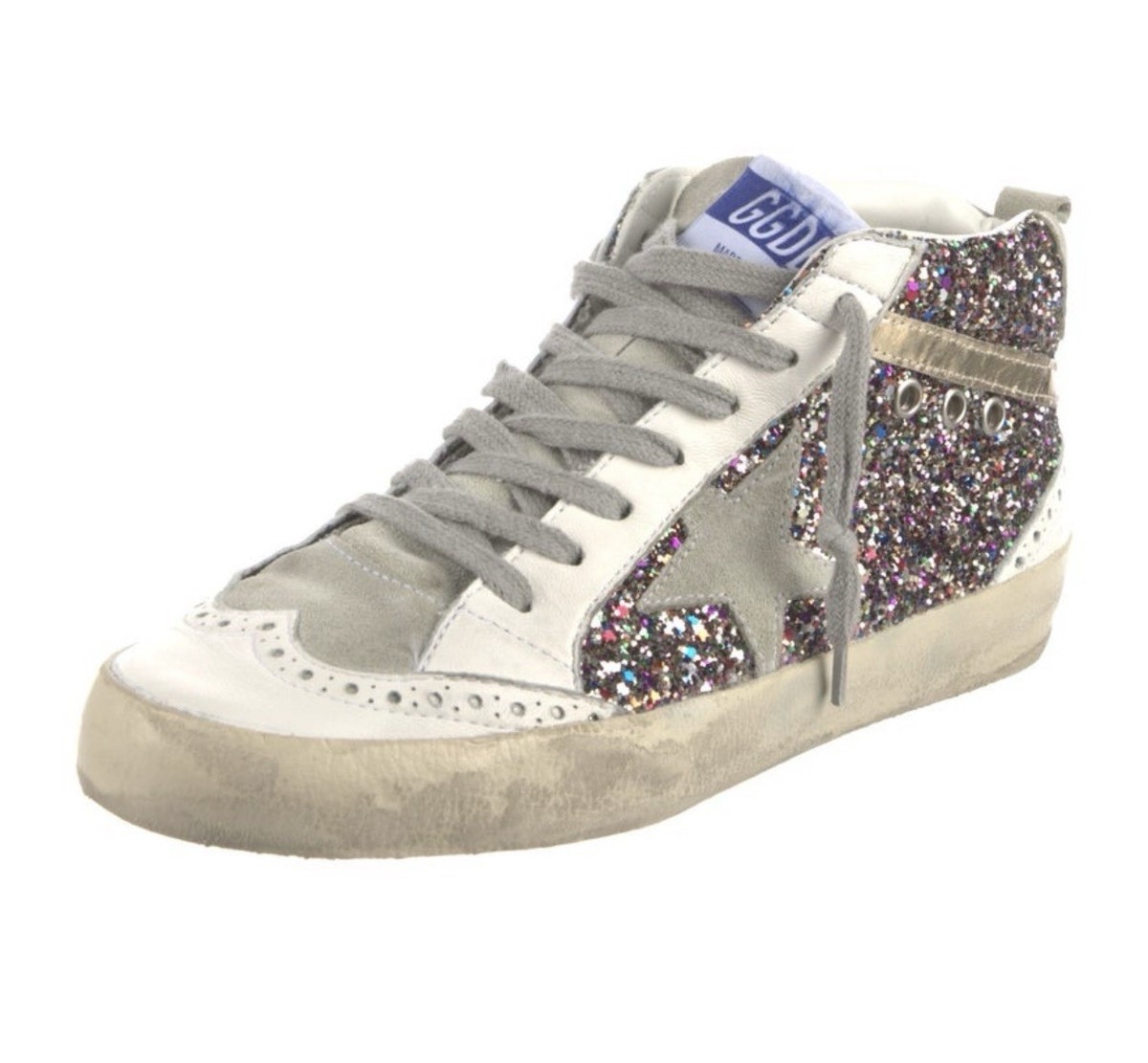 GOLDEN  MIDSTAR 37 ホワイト/グレー Golden Goose Mid Star Sneakers Multi Rainbow Glitter Gray Gray NIB