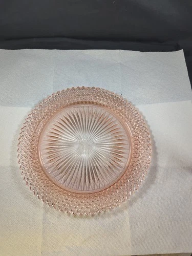 Vintage Pink Depression Glass Dinner Plate Platter  Miss America 10.25" D Unique