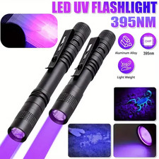 395nm UV Blacklight Pen Flashlight Portable Pet Urine Detector w/ Clip AAA