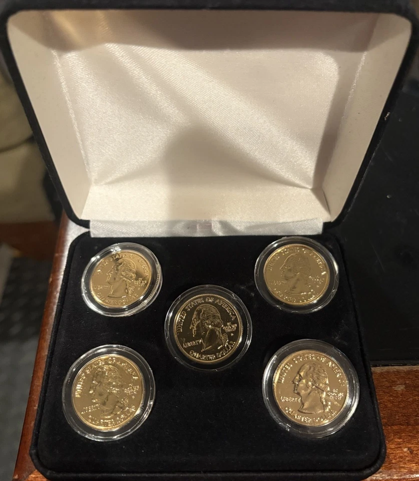 2008 P Statehood Gold Plated Quarters: Arizona,New Mexico,Hawaii,Oklahoma,Alaska - Image 3 of 4