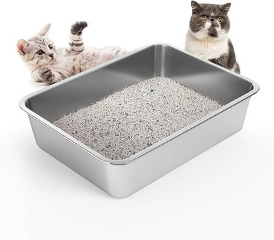 Stainless Steel Cat Litter Box for Cat and Rabbit, Odor Control Litter Box 