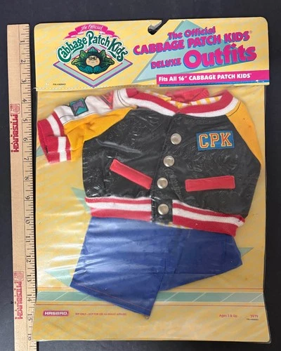 1989 Hasbro #3979 Cabbage Patch Kids Deluxe Outfits 16" letterman jacket NRFB