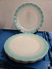 Lot 5 Vintage Hazel Atlas Crinoline Ruffle 9" Turquoise Scalloped Dinner Plates