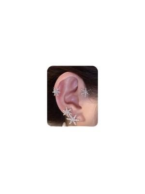 YRlilicc 2PCS Glitter Rhinestone Snowflake Ear Cuff Small, Silver'' or ''Gold