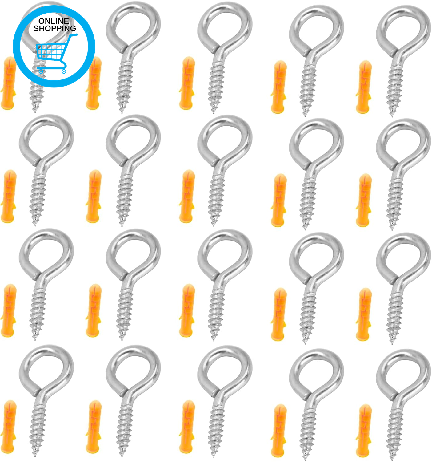 20PCS 304 Screw-In Hooks in Stainless Steel, 40Mm Eyelet Screws with Vine Eyes D